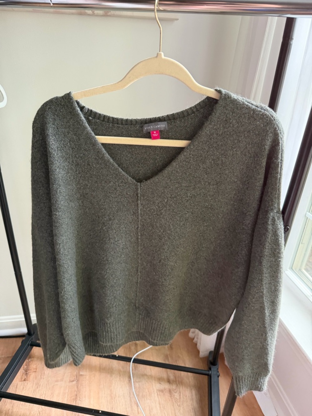 Vince Camuto Olive V-Neck Pullover Sweater
